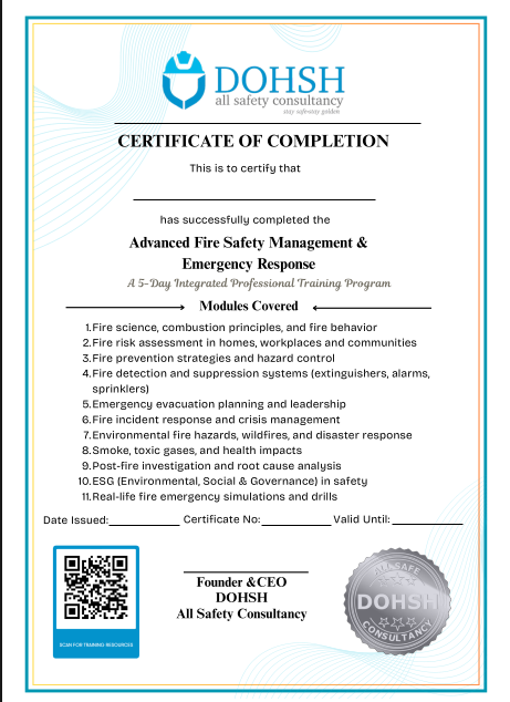 Preview of the Advanced Fire Safety Management and Emergency Response certificate